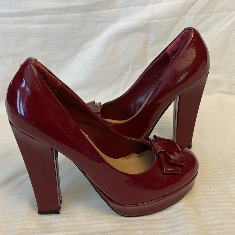 POUR La VICTOIRE Platform Heels Red Size 8 - Picture 3 of 13